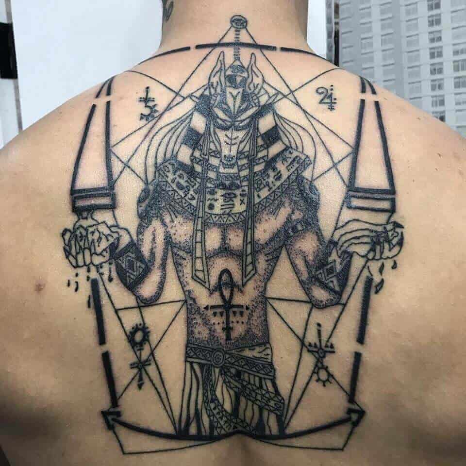 anubis back tattoo