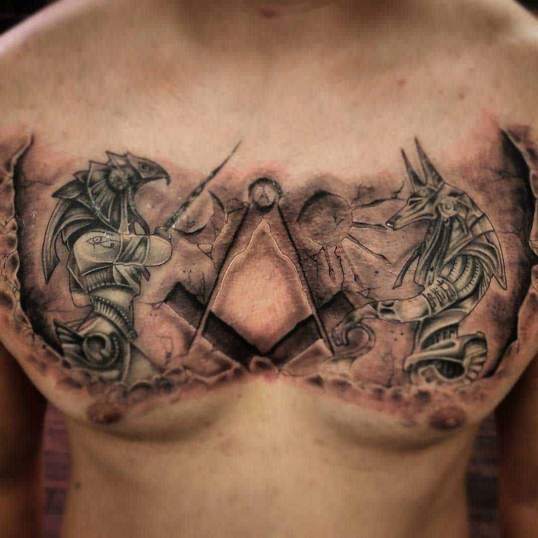 anubis chest tattoo