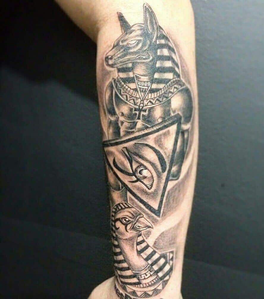 anubis leg tattoo