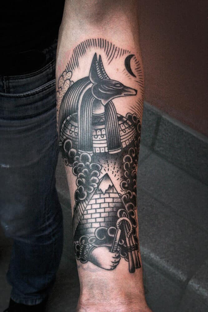 anubis tattoo on arm