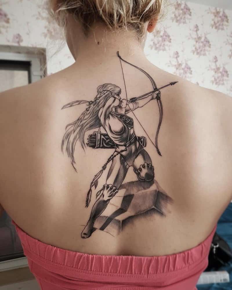 archer sagittarius tattoo on back