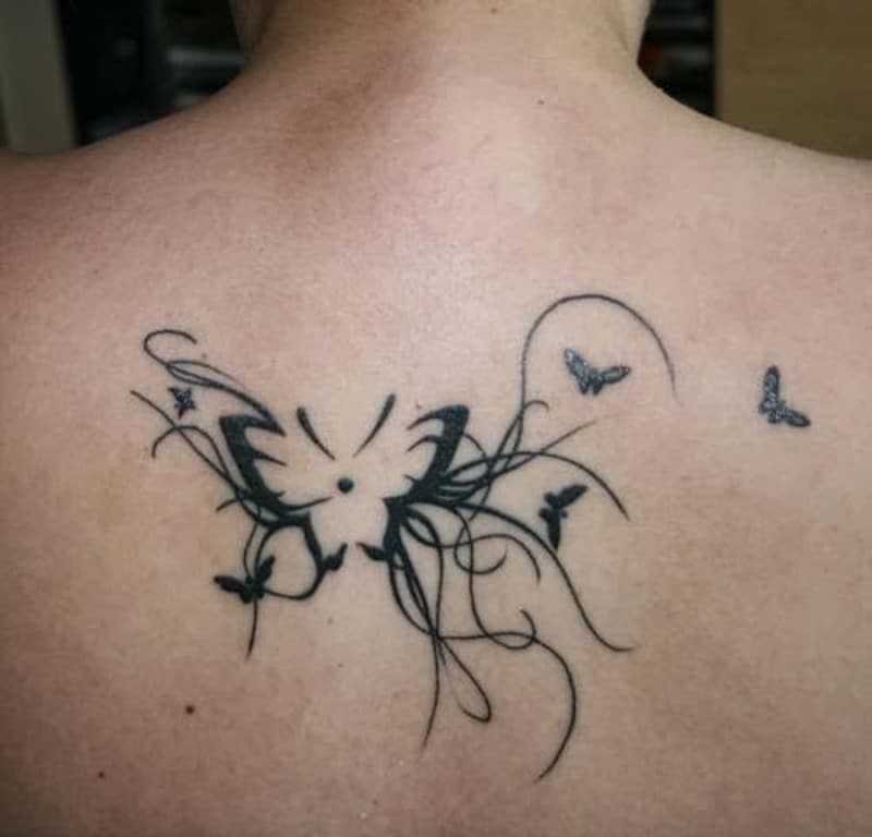 butterfly celtic tattoo on back