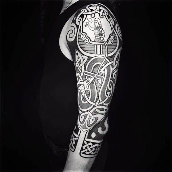 Tattoo uploaded by Alo Loco Tattoo  Black and grey full leg sleeve Irish  Celtic Ancestor Warriors tattoo wwwalolocotattoocom  Tattoodo