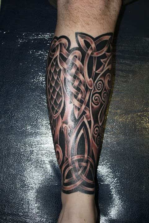 Celtic tattoo left lower leg Part 6, Had the lion done firs…