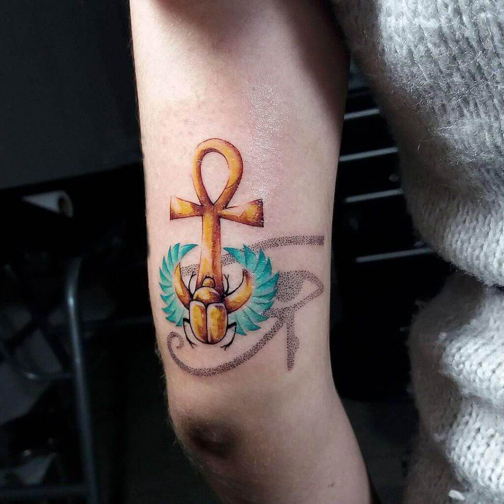 colored ankh tattoo