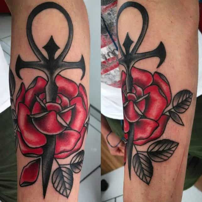 colored ankh tattoo