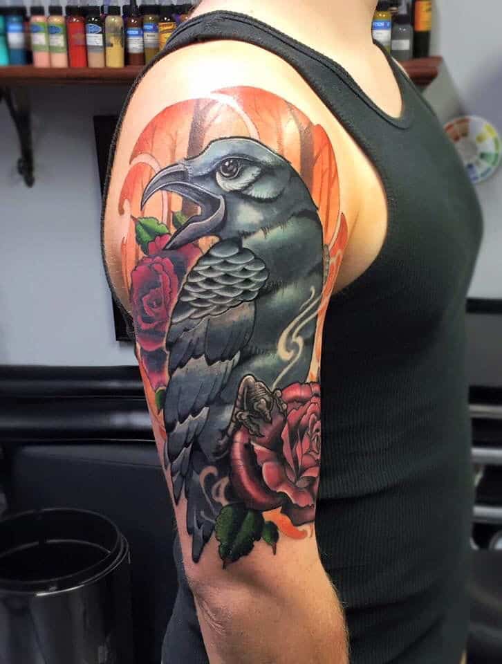 crow tattoo sleeve