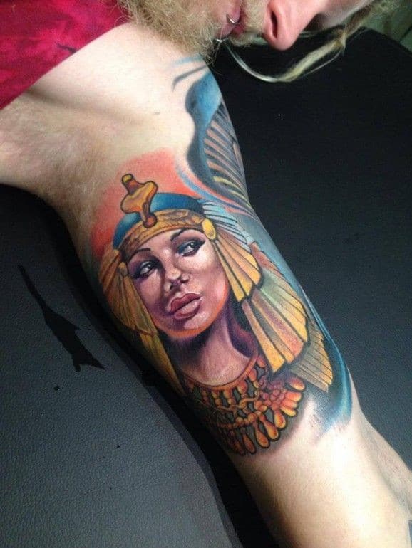 colored egyptian tattoo on arm