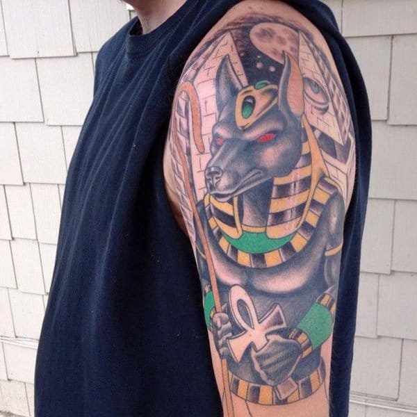 colored egyptian tattooon arm