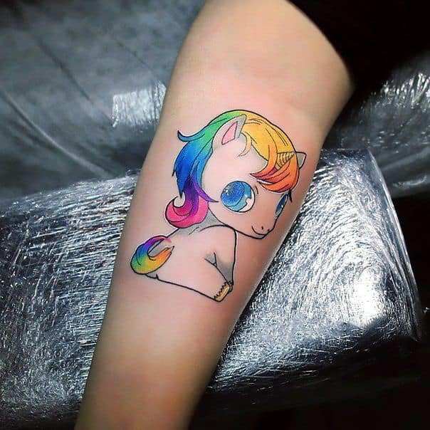 colorful unicorn tattoo