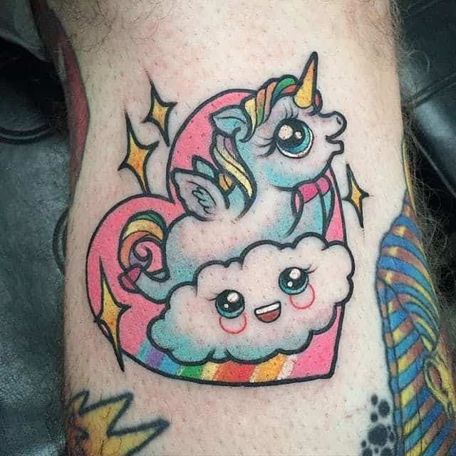 colorful unicorn tattoo