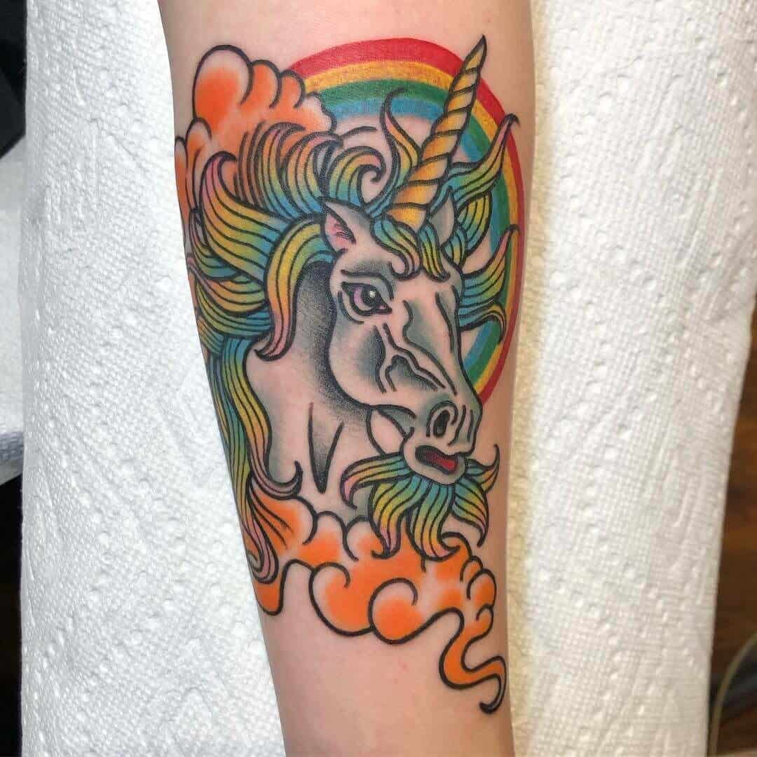 colorful unicorn tattoo