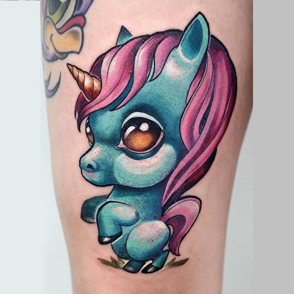 colorful unicorn tattoo