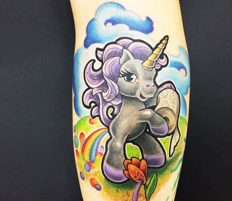 colorful unicorn tattoo