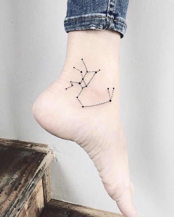 constellation sagittarius tattoo on ankle
