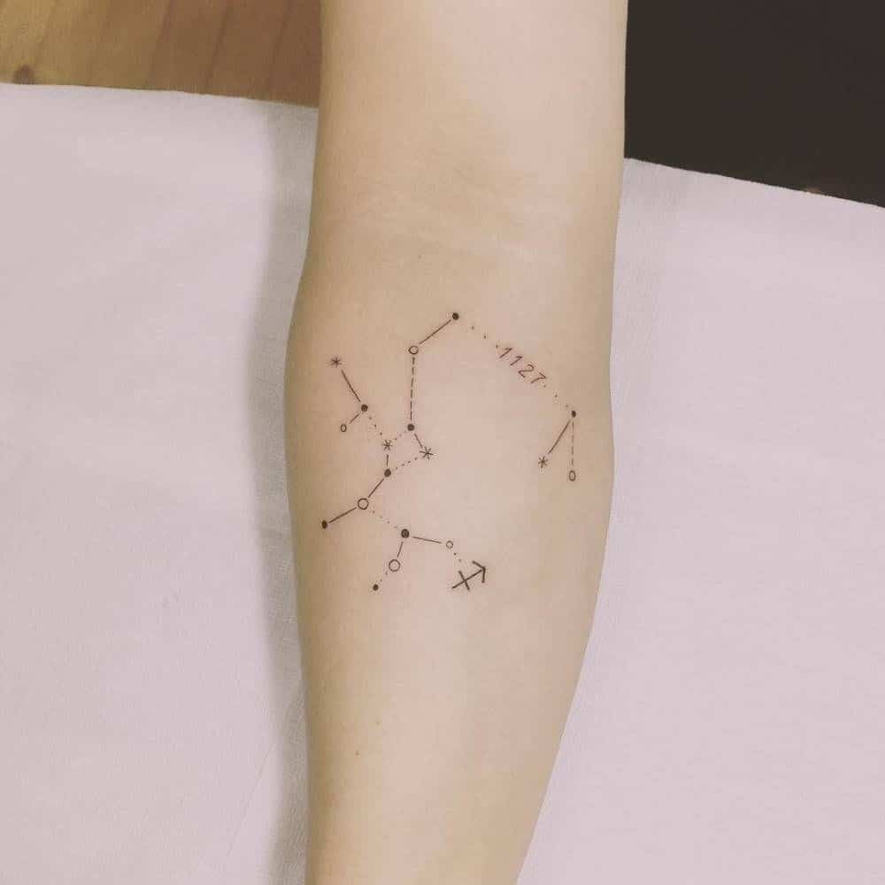 constellation sagittarius tattoo on arm
