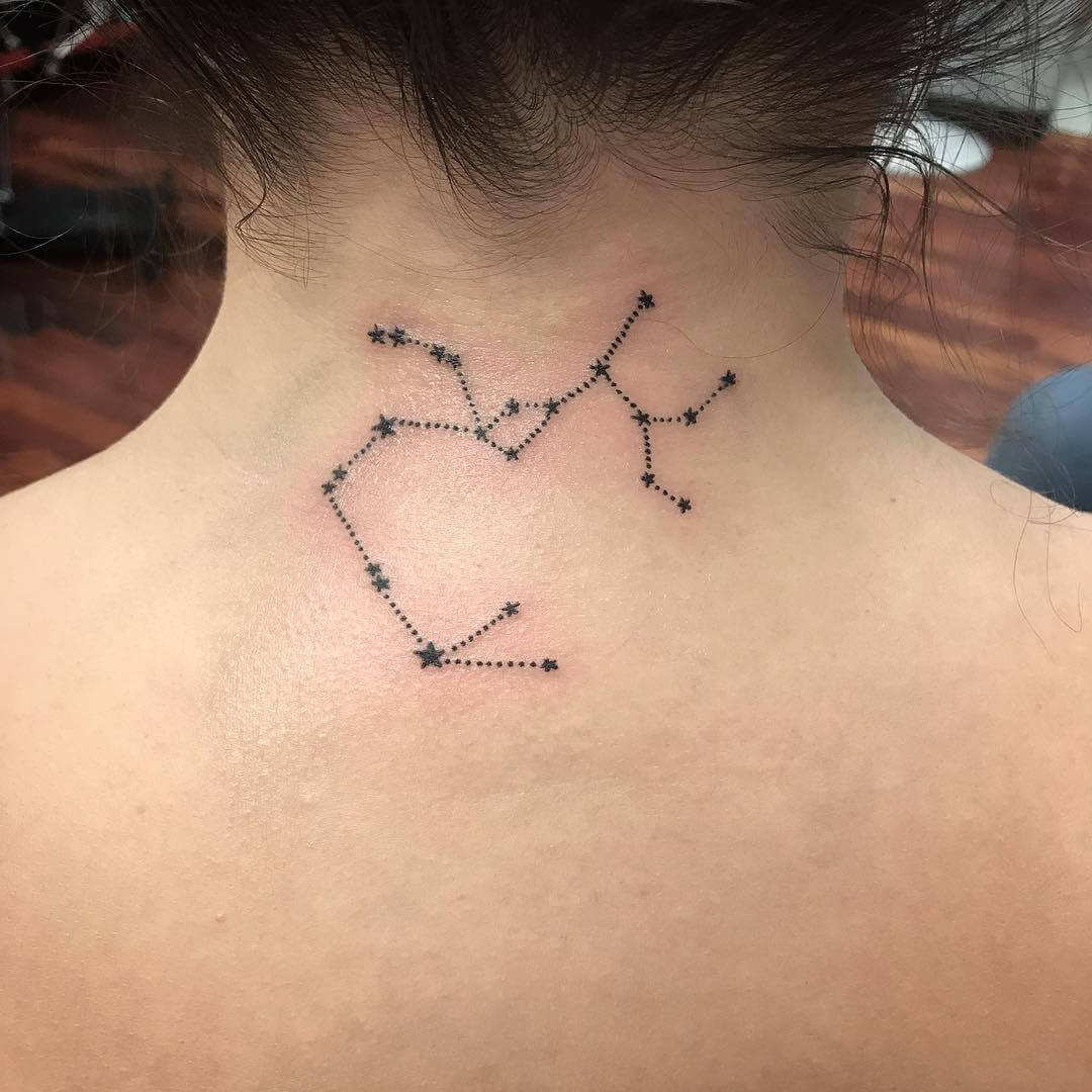 constellation sagittarius tattoo on neck