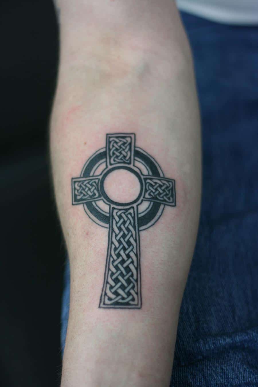 cross celtic arm tattoo