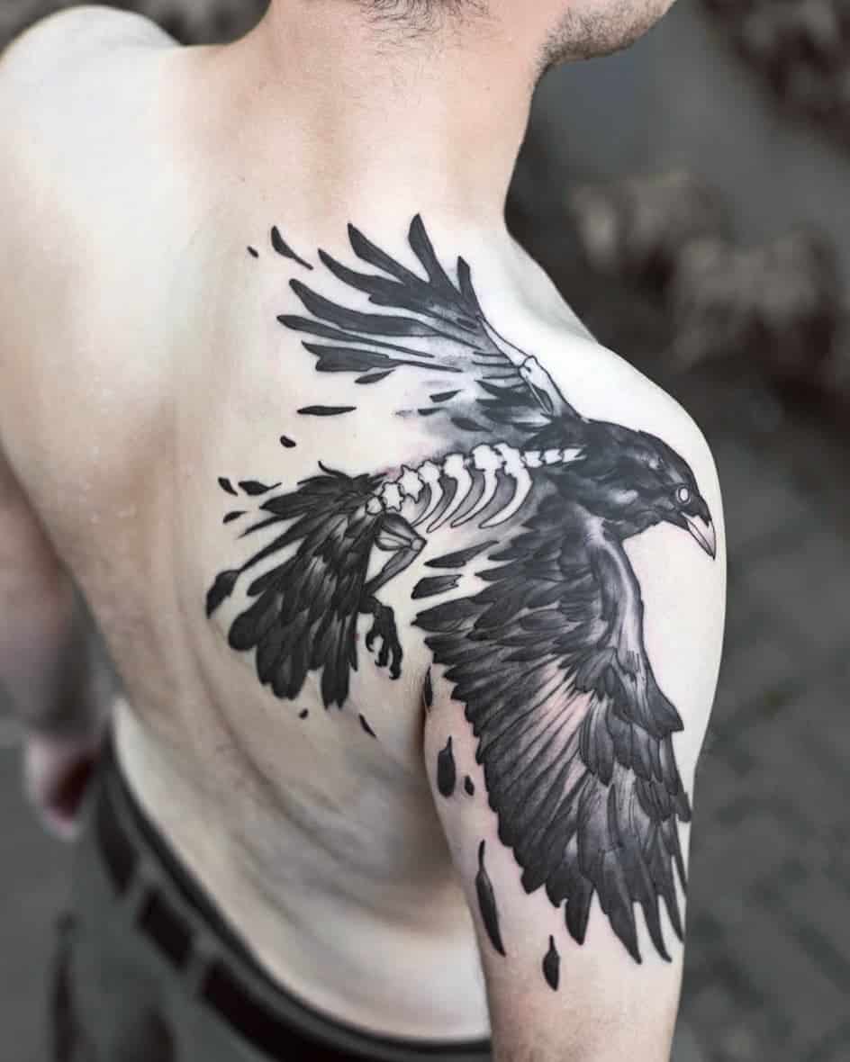crow raven shoulder tattoo