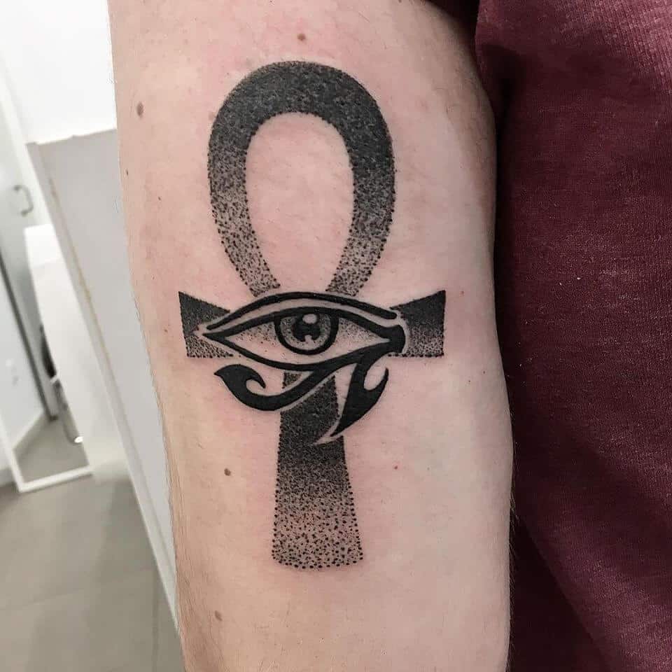 dotwork ankh tattoo