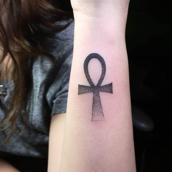 dotwork ankh tattoo