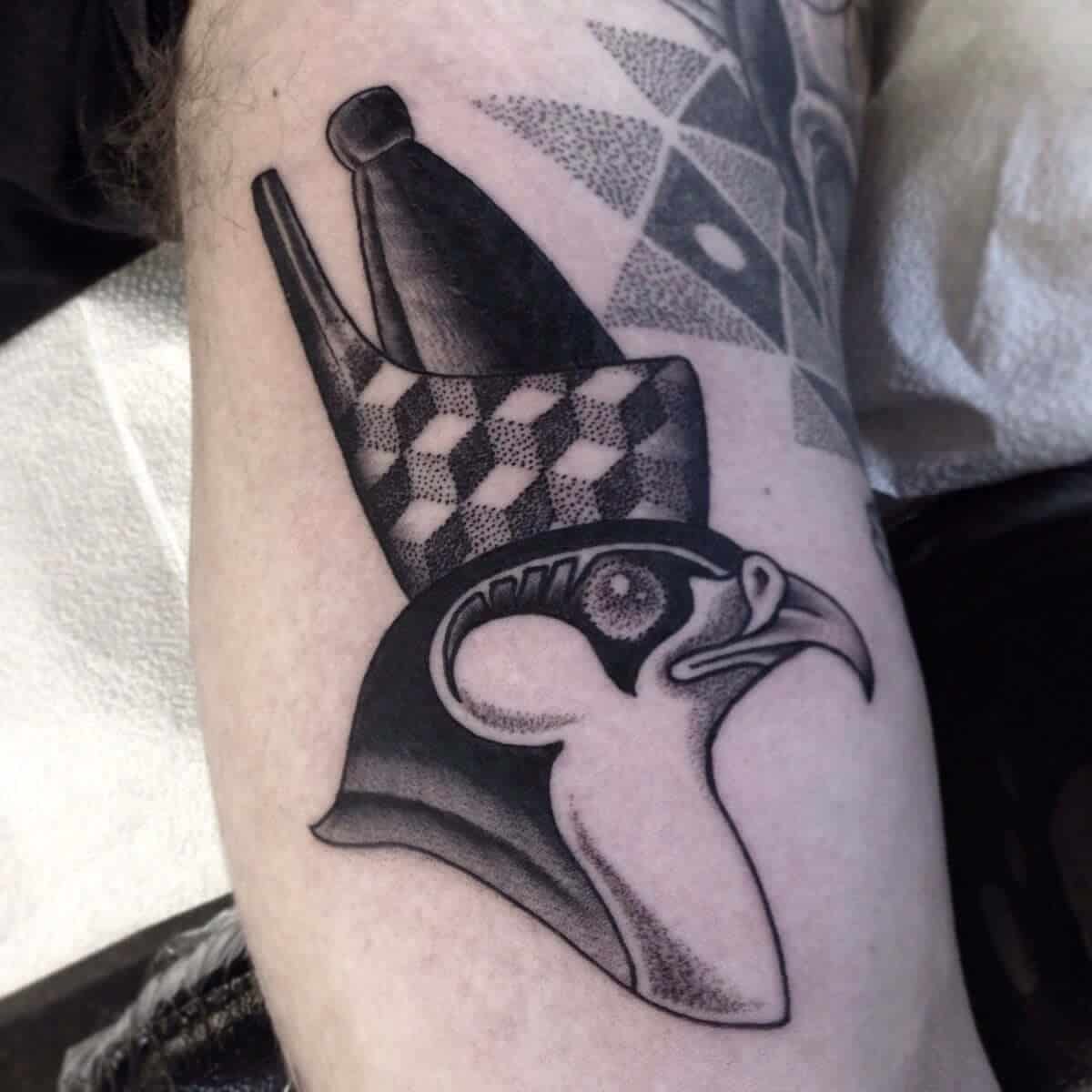 dotwork egyptian tattoo on arm