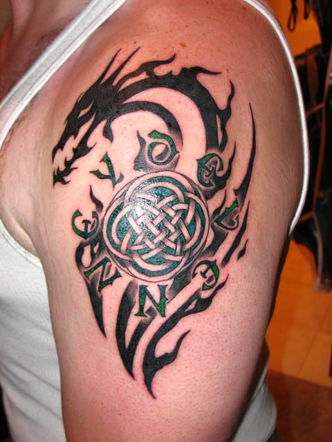 dragon celtic tattoo on arm