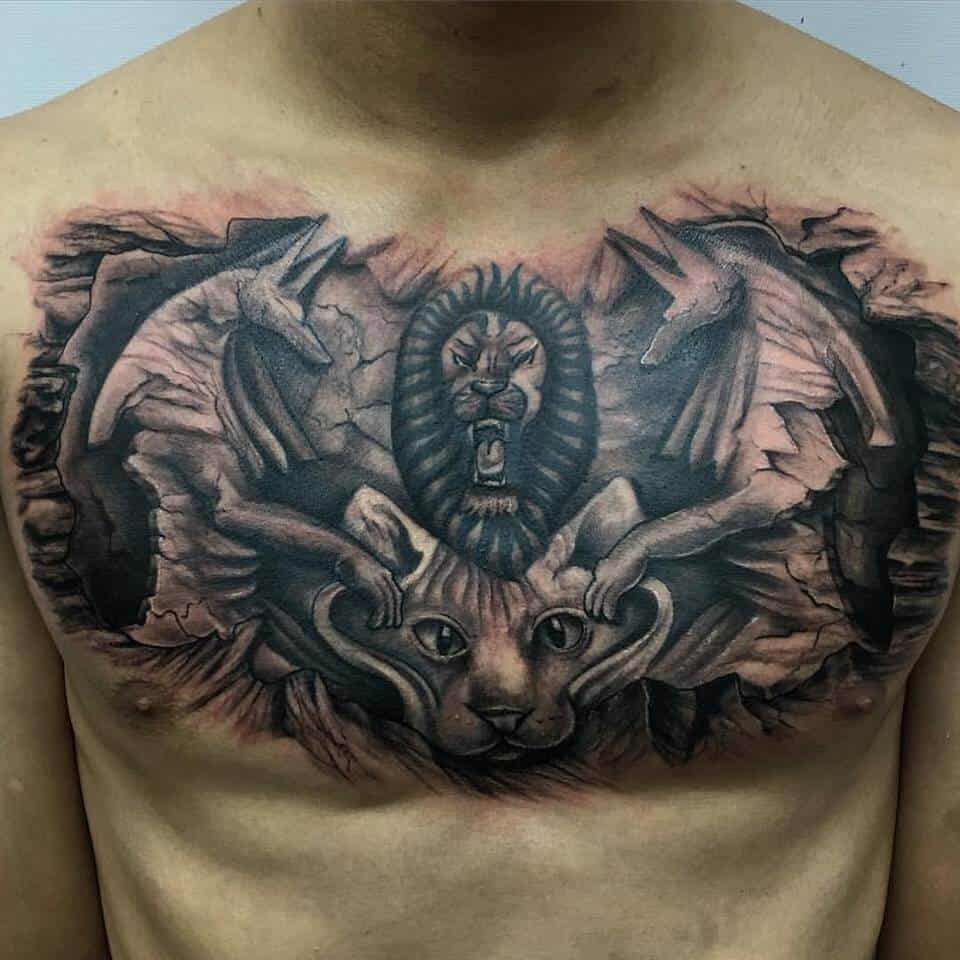 egyptian chest tattoo