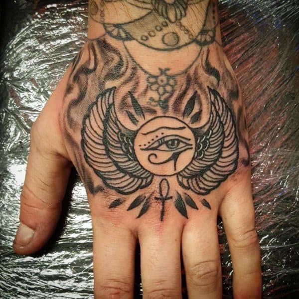 eye of horus hand tattoo