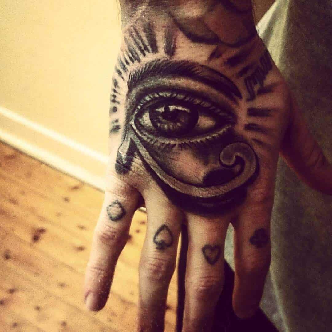 Black And Grey 3D Crying Eye Tattoo On Hand