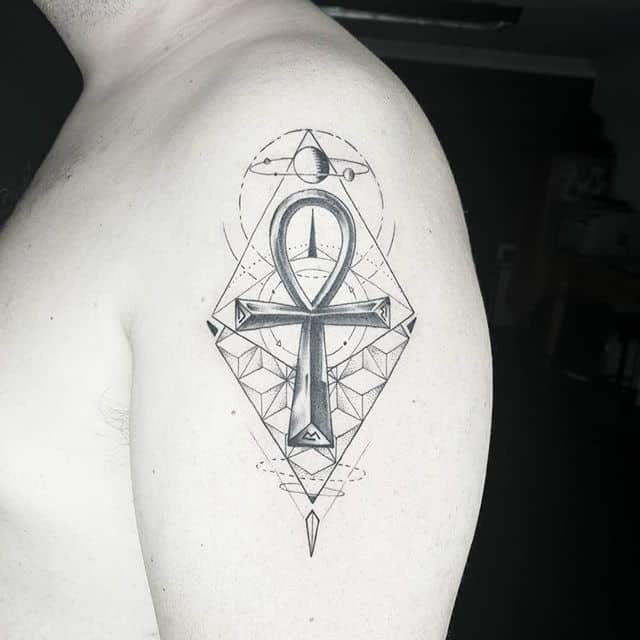 geometric ankh tattoo