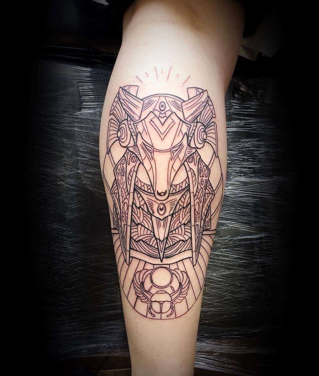 geometric anubis tattoo