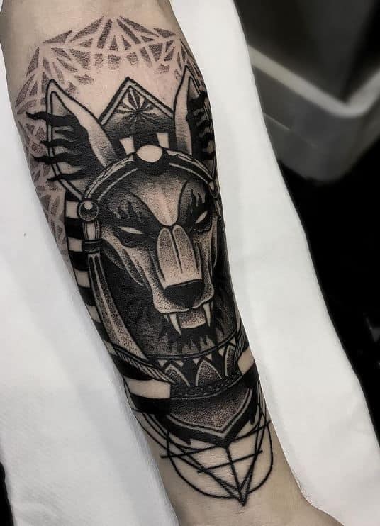 geometric anubis tattoo