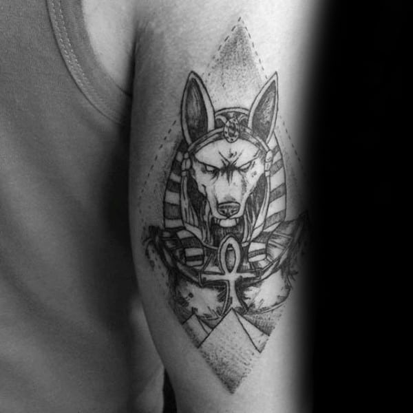 anubis geometric minimalist tattoo