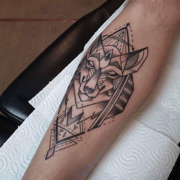 anubis geometric minimalist tattoo