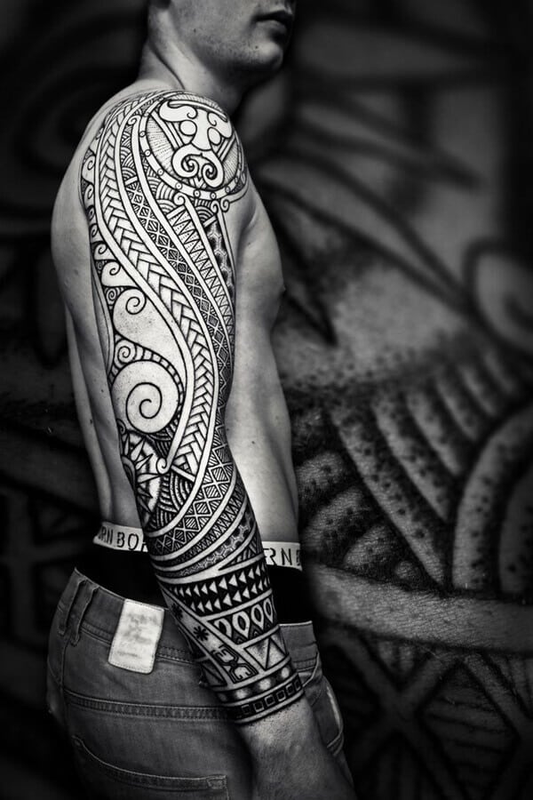 geometric celtic tattoo on arm