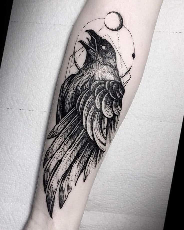 crow forearm tattoo