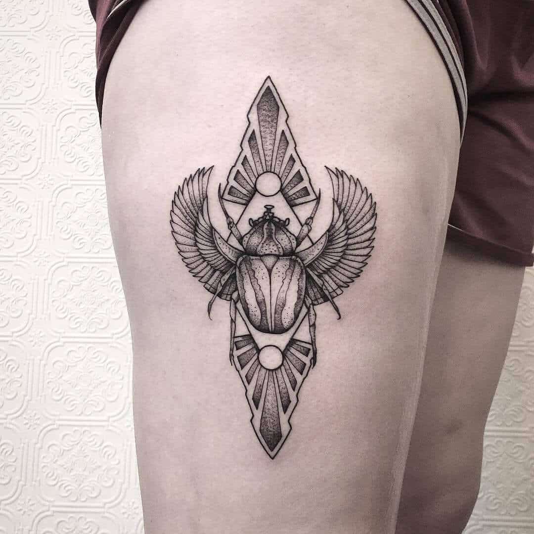 Dotwork Egyptian Tattoo on Back - Best Tattoo Ideas Gallery