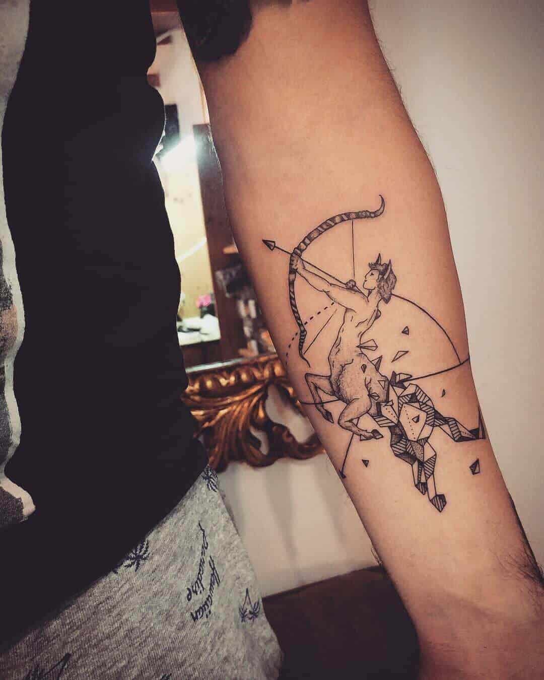 geometric sagittarius tattoo on arm