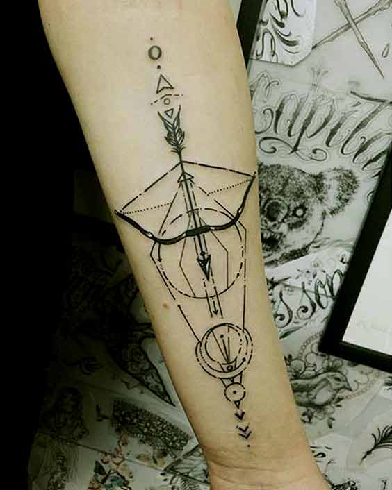 geometric sagittarius tattoo on arm