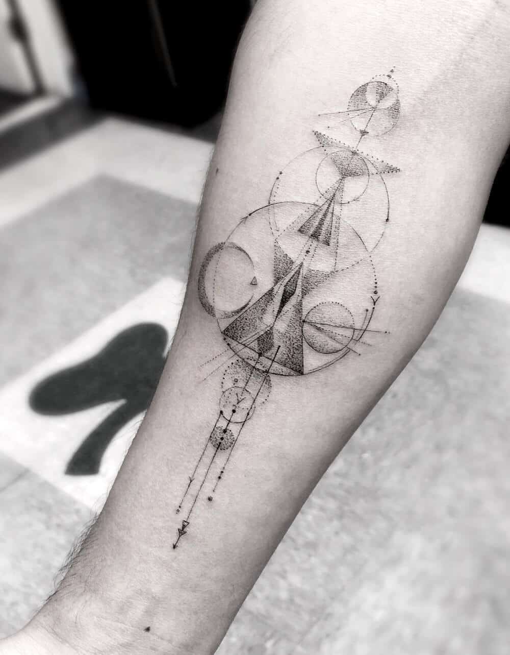 geometric sagittarius tattoo on arm