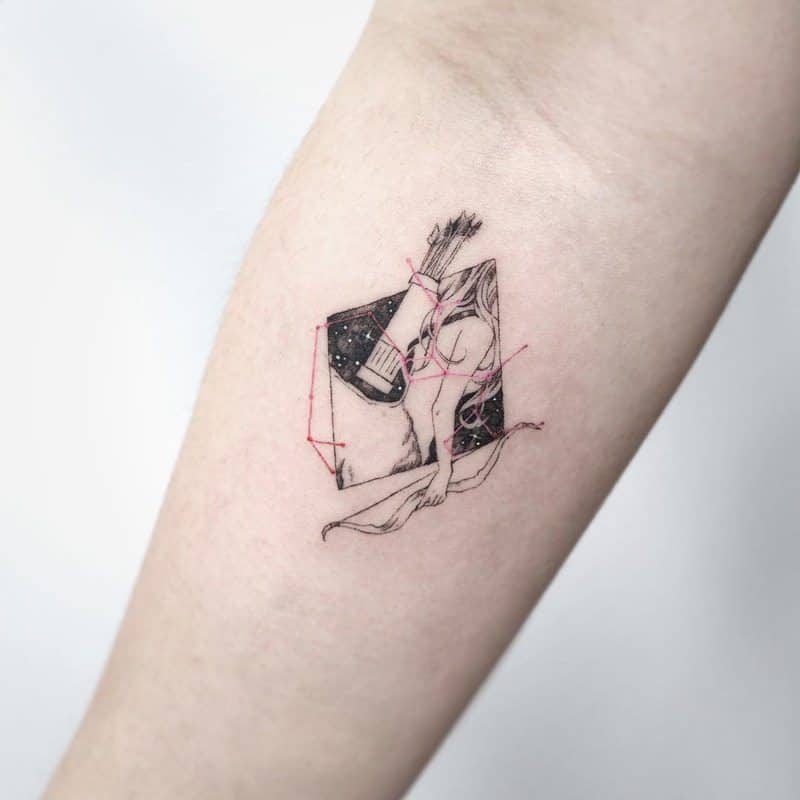 girly sagittarius tattoo on arm