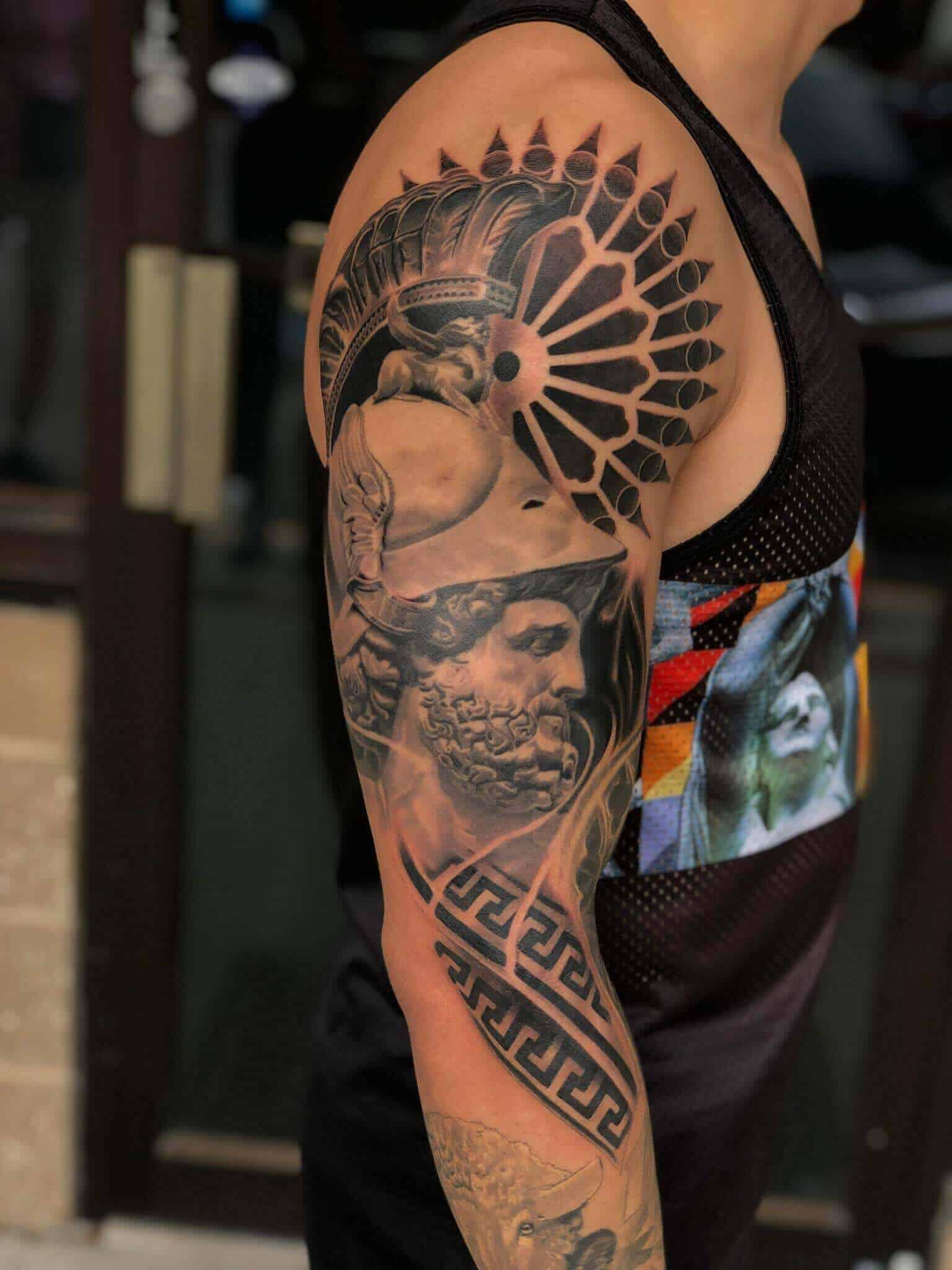god of war tattoo on sleeve