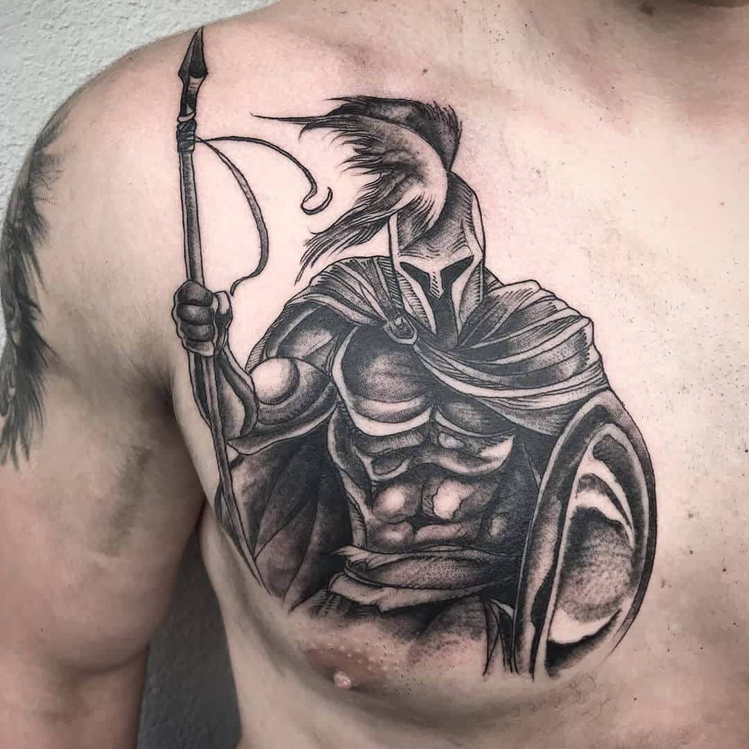 god of war tattoo on chest