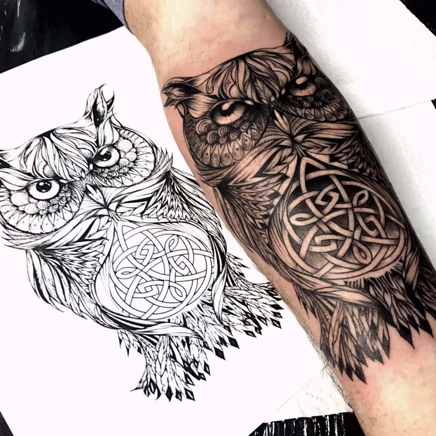 owl celtic tattoo on arm