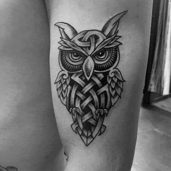 owl celtic tattoo on arm