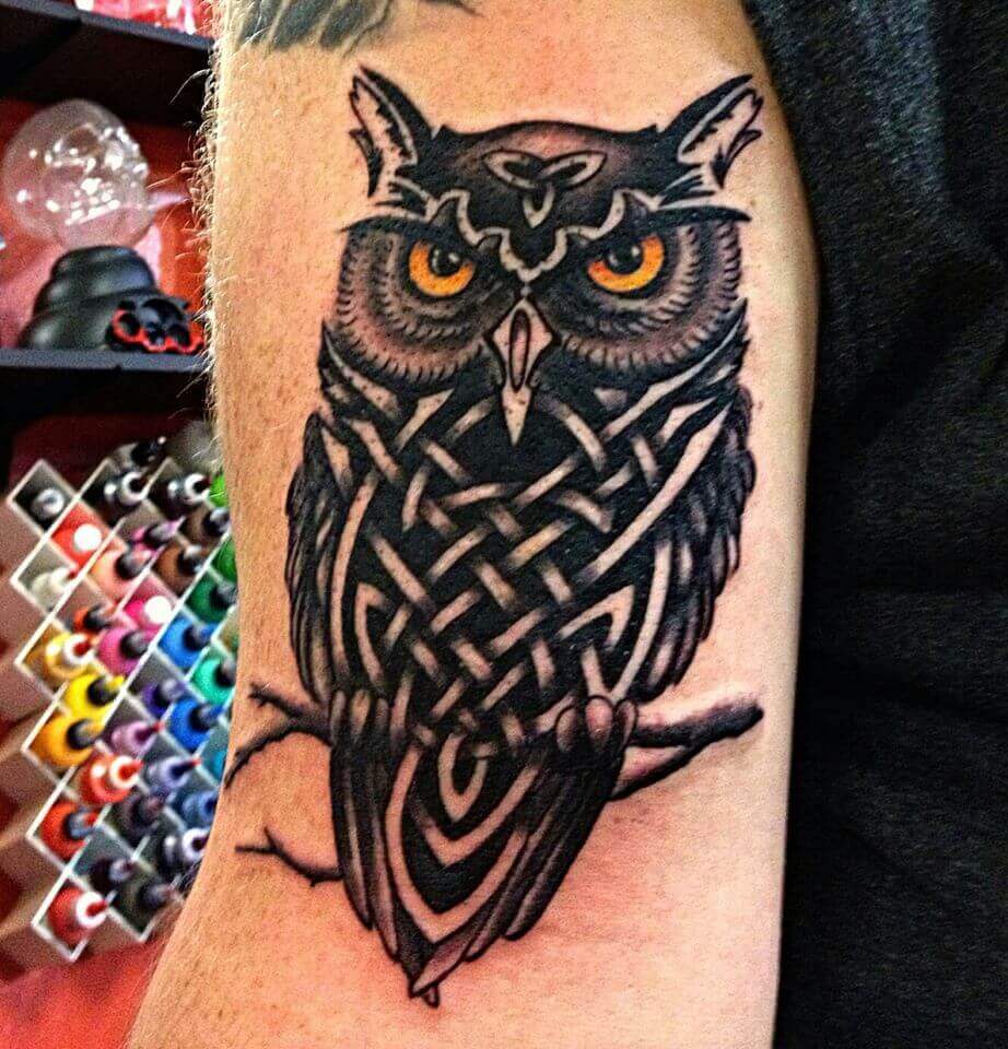 owl celtic tattoo on arm