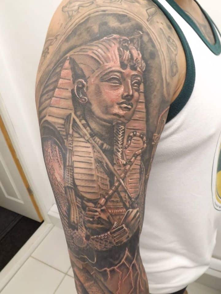 pharaoh egyptian tattoo on arm