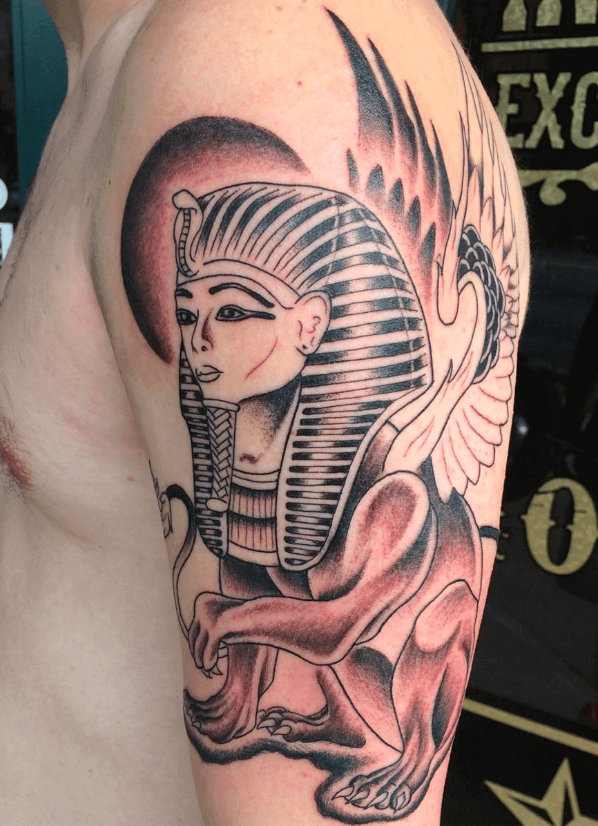 pharaoh egyptian arm tattoo