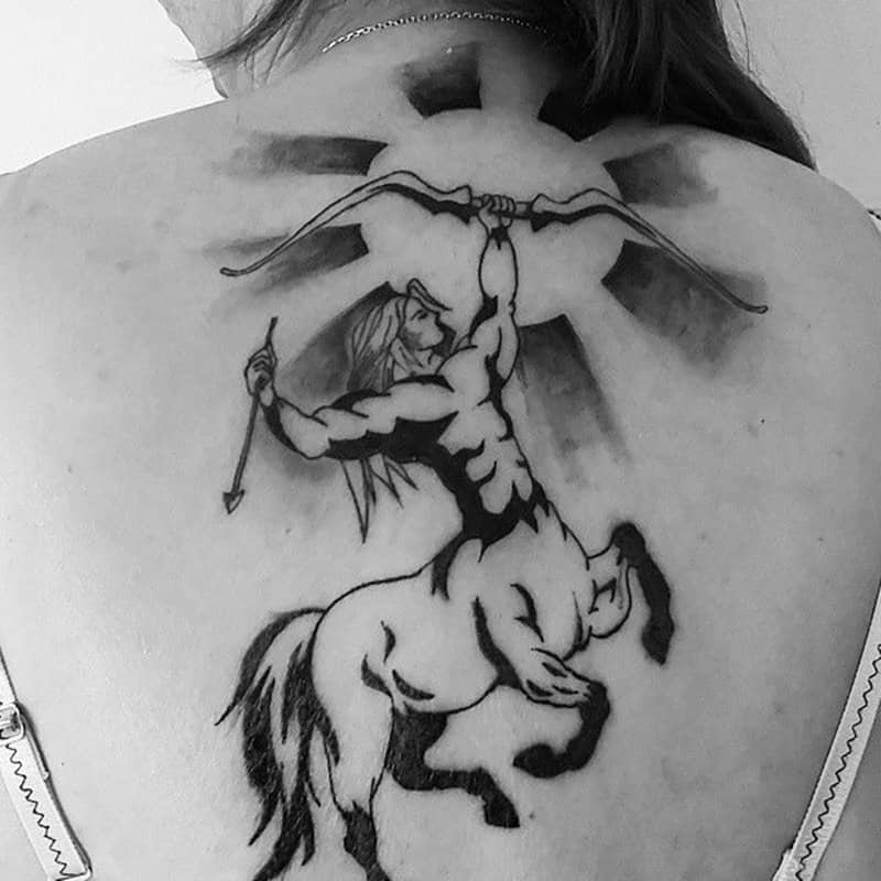 sagittarius tattoo on back